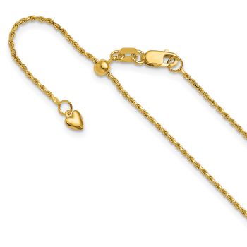 Adjustable Italian 14K Gold 1.2mm Diamond-Cut Rope Chain Necklace 2