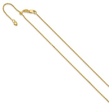 Adjustable Italian 14K Gold 1.2mm Diamond-Cut Rope Chain Necklace 3