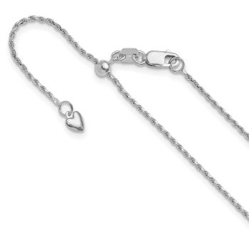 14K White Gold Adjustable 1.2mm Diamond-Cut Rope Chain Necklace 2
