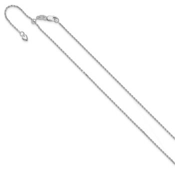 14K White Gold Adjustable 1.2mm Diamond-Cut Rope Chain Necklace 3