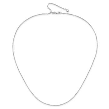 14K White Gold Adjustable 1.2mm Diamond-Cut Rope Chain Necklace