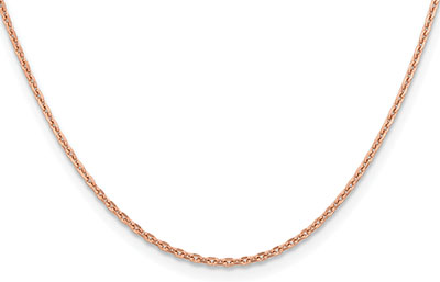 1.65mm 14k rose gold diamond cut cable chain necklace