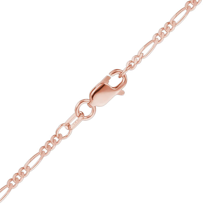 14K Rose Gold Figaro Link Chain Necklace