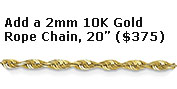 10k gold 2mm rope chain 20 inches