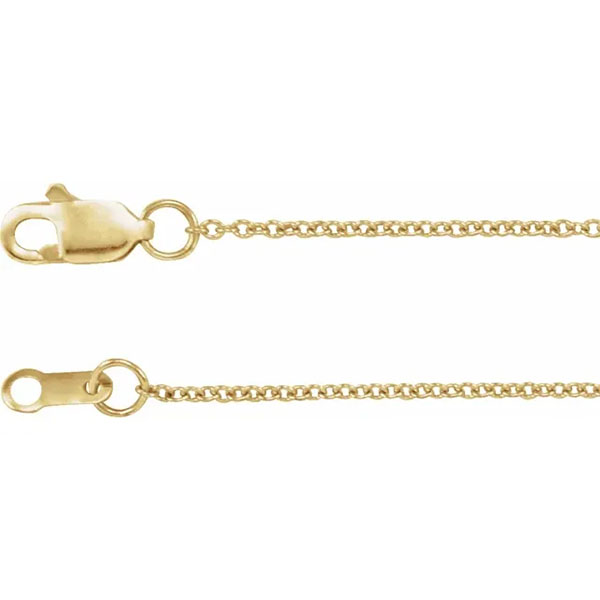 1mm 14k gold cable chain necklace with lobster claw clasp