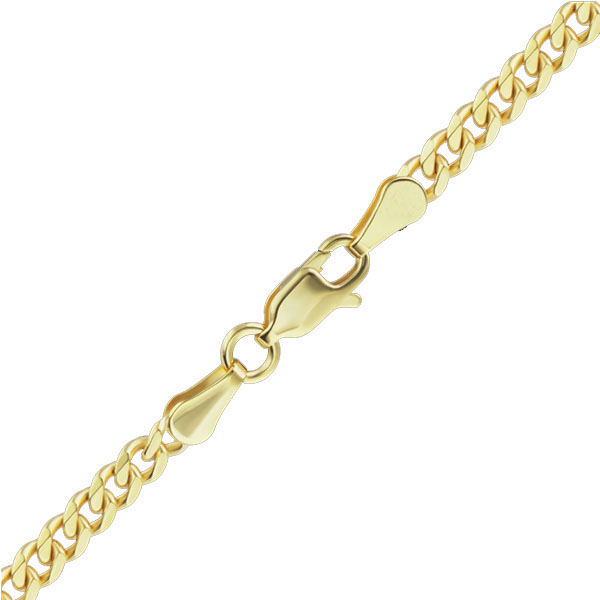 14K Solid Gold 2.4mm Rounded Curb Chain Necklace
