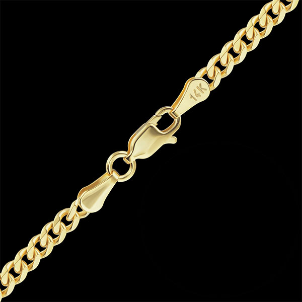 3.4mm 14K Solid Gold Heavy Curb Link Chain Necklace﻿