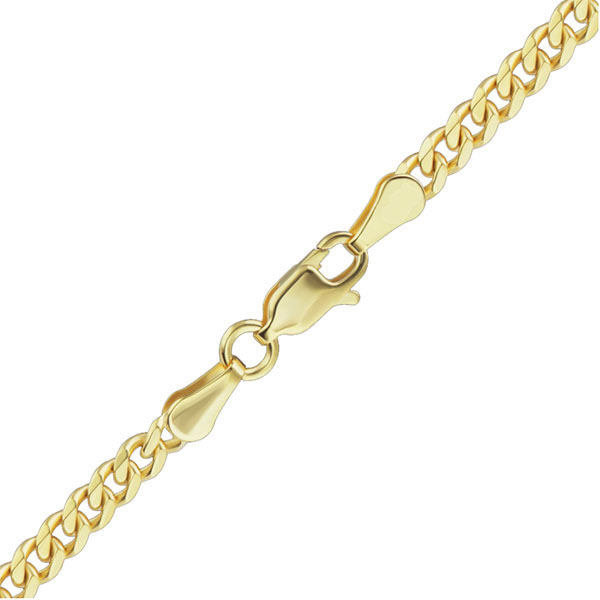 14k gold 3.4mm rounded, heavy curb chain necklace