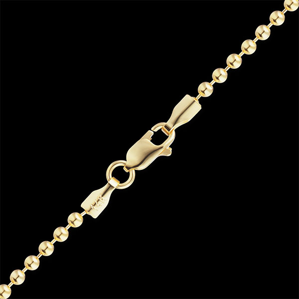 2.5mm 14K Solid Gold Military Style Ball Chain Necklace