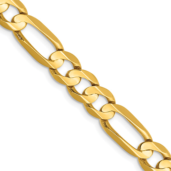 14K Gold 6.75mm Concave Figaro Chain Necklace, 26