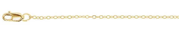 14K Gold Cable Link Chain Necklace, 1.2mm