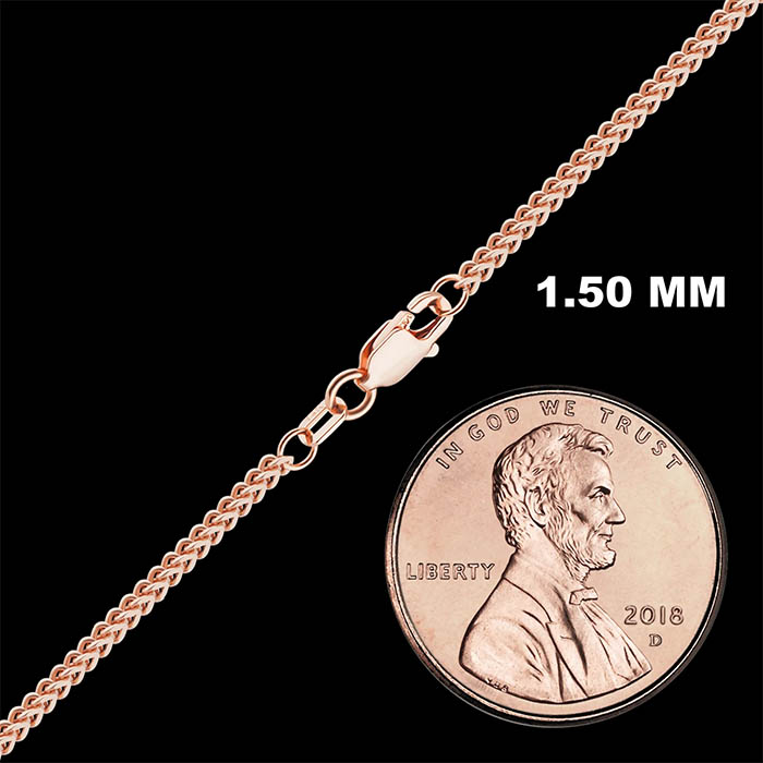 1.5mm 14K Rose Gold Franco Chain Necklace﻿