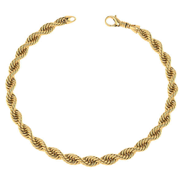 14K Solid Gold Handmade 7mm Rope Bracelet