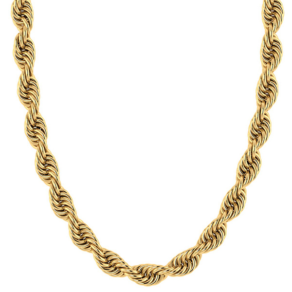 7mm 14K Solid Gold Handmade Rope Chain Necklace