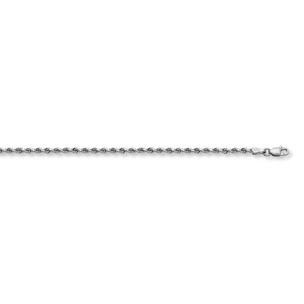 14k white gold 2.5mm diamond-cut rope chain necklace