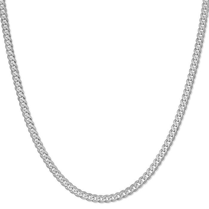 3.9mm 14K White Gold Curb Link Chain for Men