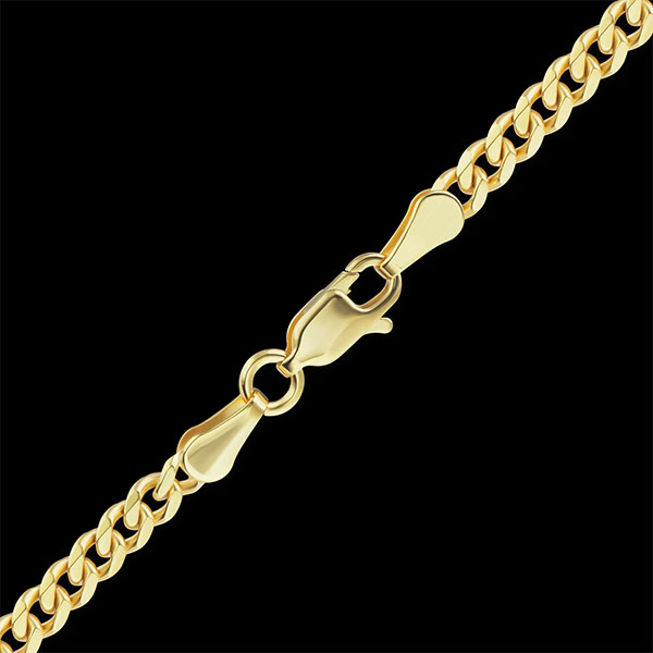 18K Solid Gold 3.4mm Curb Chain