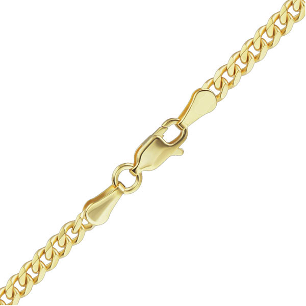 18k solid gold 3.4mm curb chain necklace