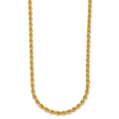 18K Gold 4mm Rope Chain Necklace
