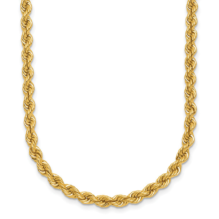 18K Gold 4mm Rope Chain Necklace