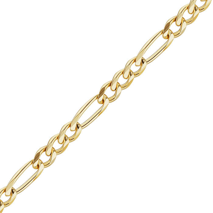 3.8mm 14K Solid Gold Figaro Chain Necklace