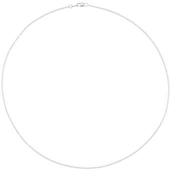 1mm 14K White Gold Cable Link Chain Necklace 2