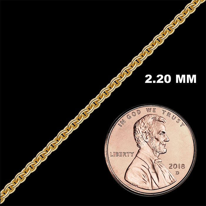 2.2mm 14K Gold Cable Chain Necklace﻿