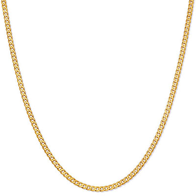 2.3mm Curb Chain Necklace, 14K Solid Gold