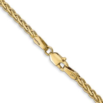 2.3mm 14K Gold Flat Parisian Wheat Chain Necklace 3