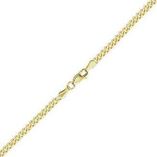 18k solid gold 2.4mm curb link chain necklace