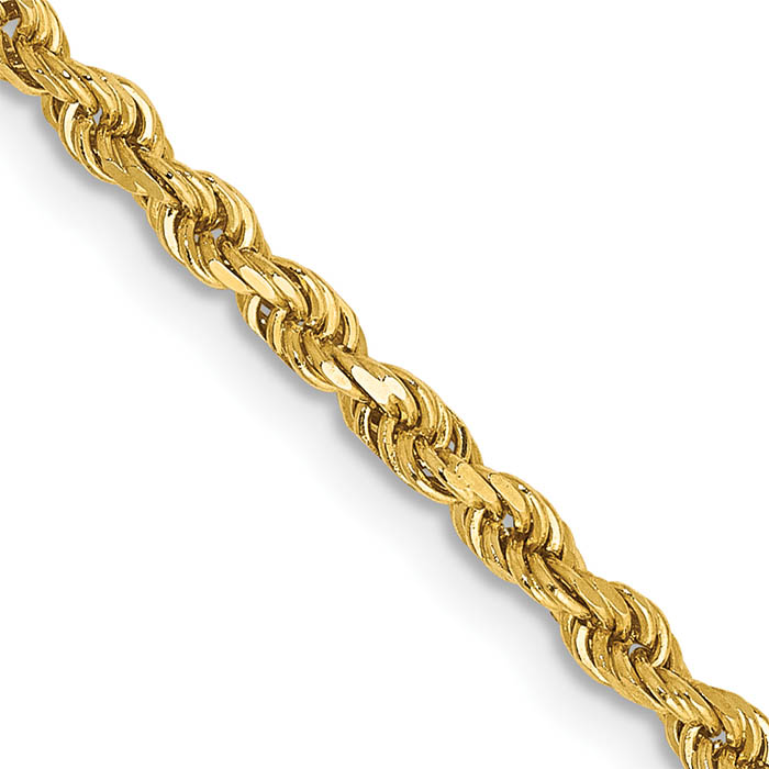 2.5mm hollow rope chain 14k gold