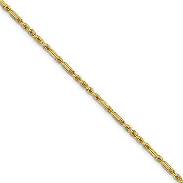 2.75mm Milano Rope Chain 14K Solid Gold