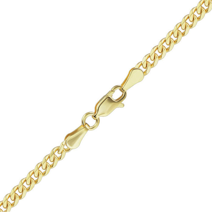 2.8mm 14K Gold Heavy Curb Link Chain Necklace