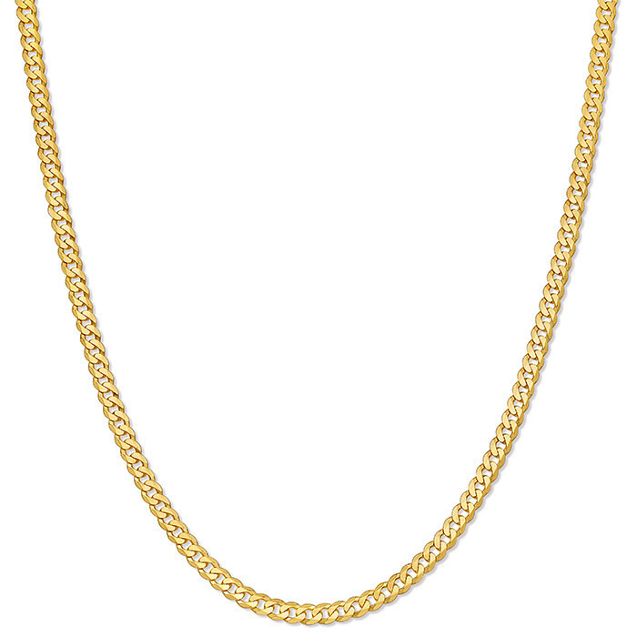 2.9mm Curb Chain Necklace, 14K Solid Gold