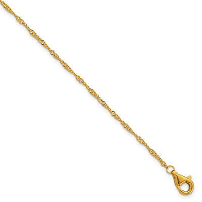24K Gold 1.6mm Adjustable Singapore Chain Necklace