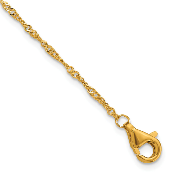 24K Gold 1.6mm Adjustable Singapore Chain Necklace