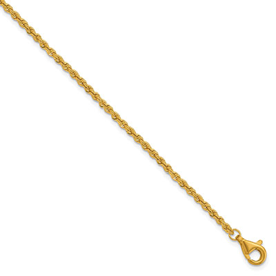 24K Gold 2.2mm Rope Chain Necklace