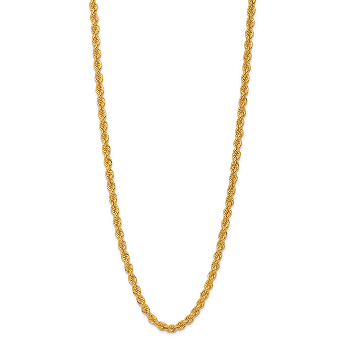 24K Gold 2.2mm Rope Chain Necklace
