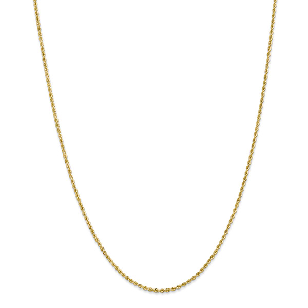 2mm 14k gold regular rope chain necklace
