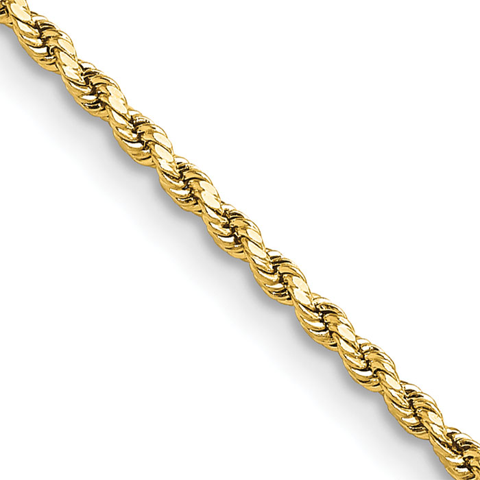 2mm hollow rope chain 14k gold
