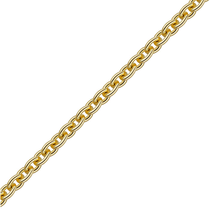 18K Solid Gold 3mm Cable Chain Necklace