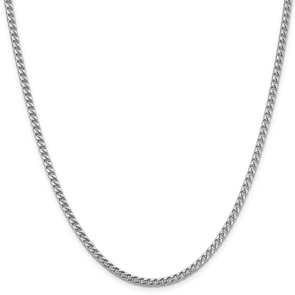 14K White Gold 3mm Franco Chain Necklace, 24 Inch Length
