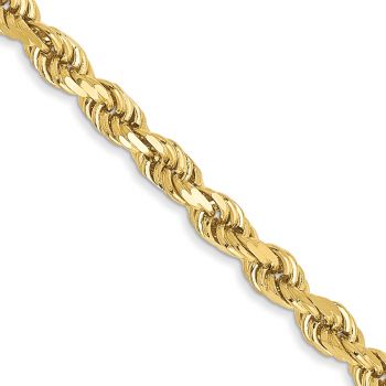 10K Gold 3mm Diamond-Cut Rope Chain Necklace 2