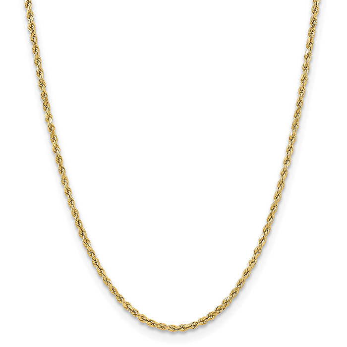 3mm hollow rope chain in 14k gold