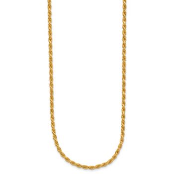 24K Gold 3mm Rope Chain Necklace 2