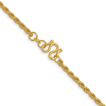 24K Gold 3mm Rope Chain Necklace 3