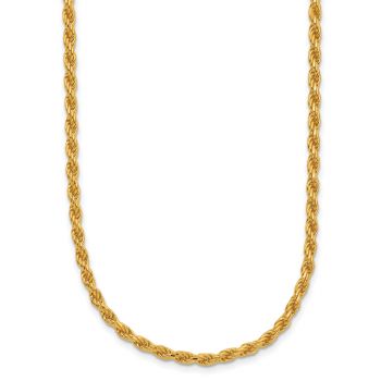24K Gold 3mm Rope Chain Necklace