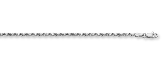 14K White Gold 3mm Diamond-Cut Rope Chain