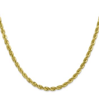 10K Gold 4mm Diamond-Cut Rope Chain Necklace