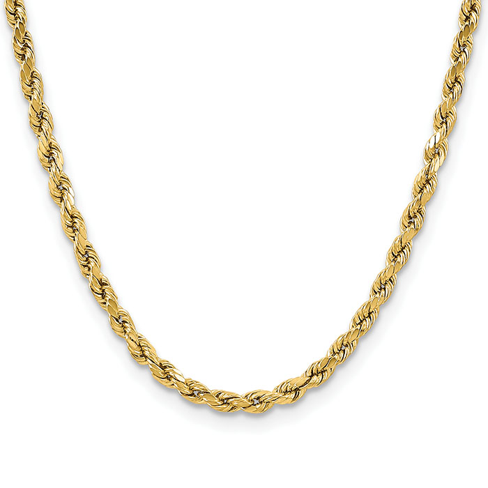 5mm hollow rope chain necklace 14k gold